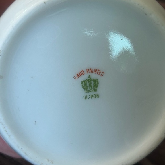 Vintage Hand Painted Nippon Sugar Bowl with Lid and Creamer Pitcher - Picture 6 of 11